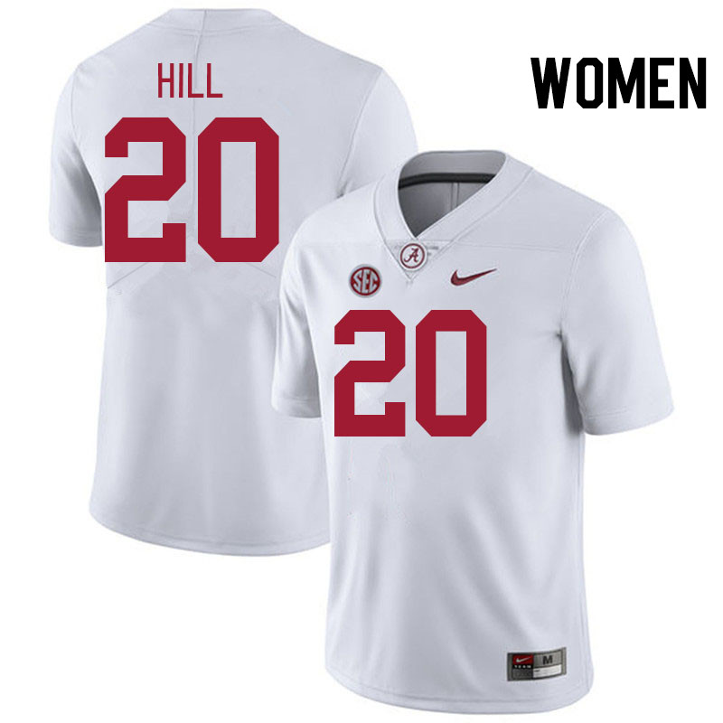 Women #20 Daniel Hill Alabama Crimson Tide College Football Jerseys Stitched-White